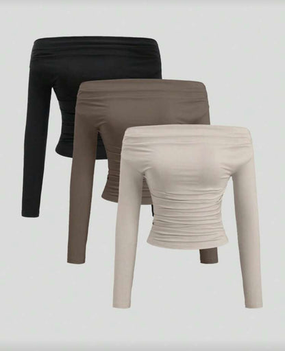 Blusa asimetrica de manga larga E26XJ05