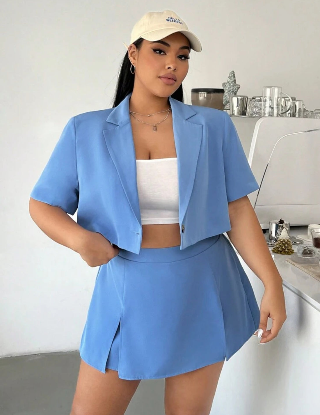 Twin Vibe Conjunto Casual de Camisa Manga Corta y Falda Short. J25RT02