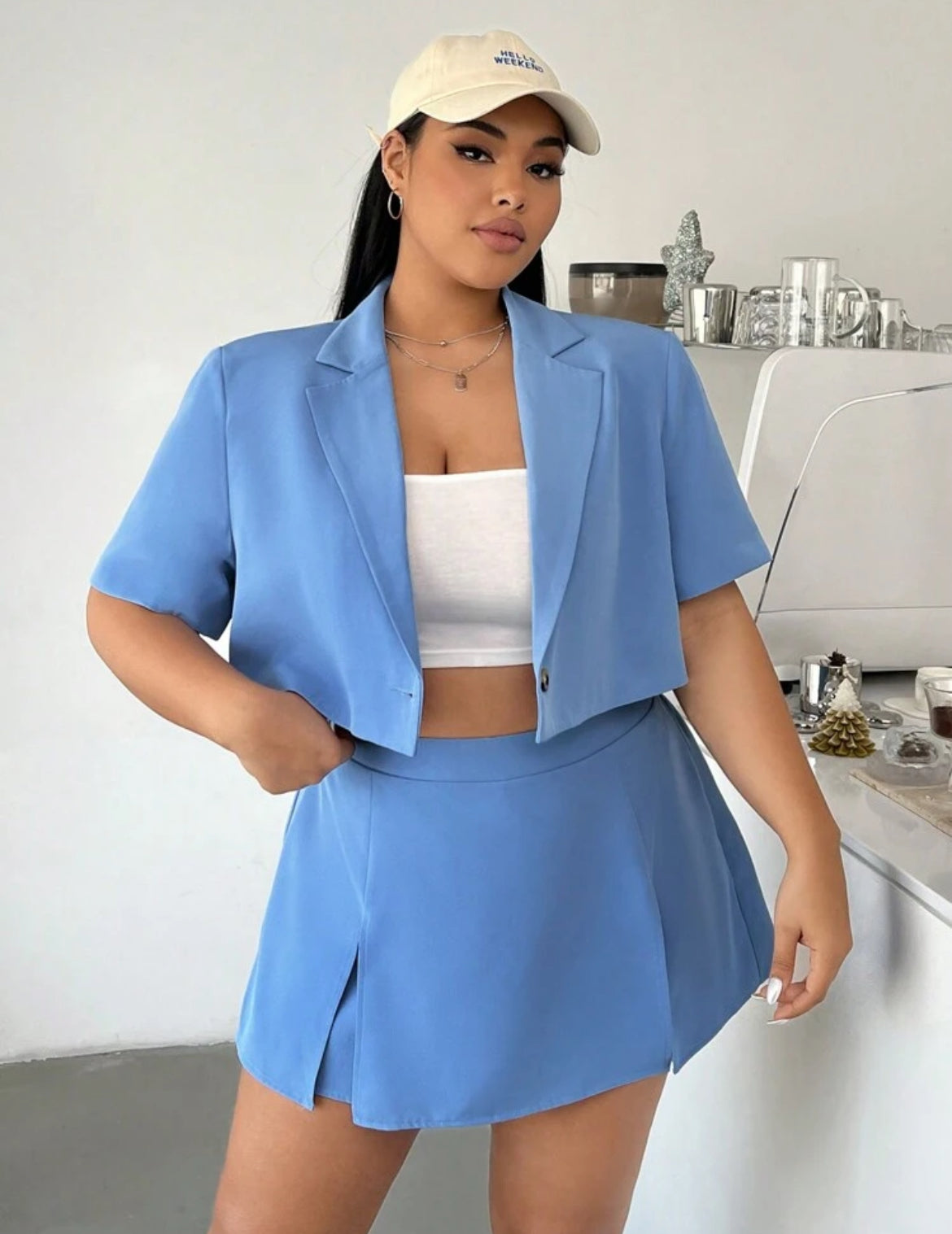 Twin Vibe Conjunto Casual de Camisa Manga Corta y Falda Short. J25RT02