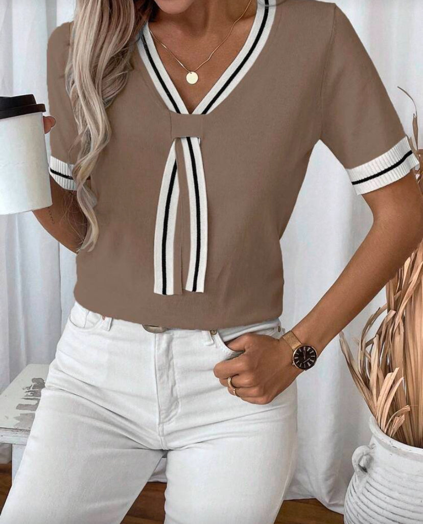 Blusa de punto manga corta E26XÑ01