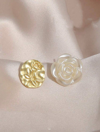 Rosa Perfumada Pendientes de Botón Minimalista Z. F25MZ04