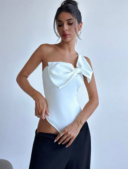 Body blanco con dulce toque de moño elegante M25ÑW01