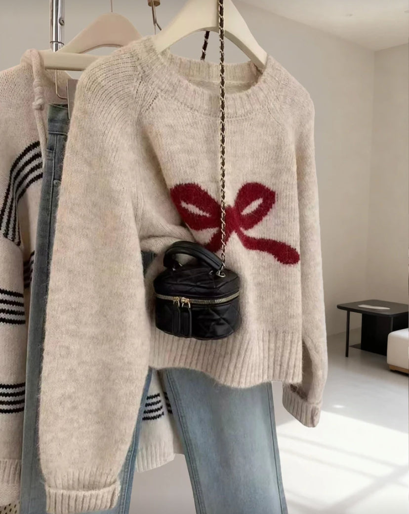 Suéter con estampado de moño D25XB03