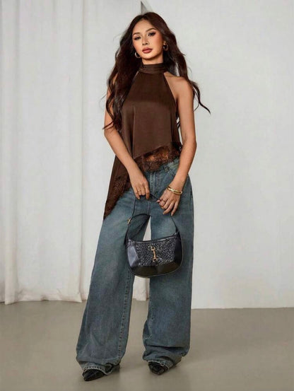Blusa asimétrica de encaje