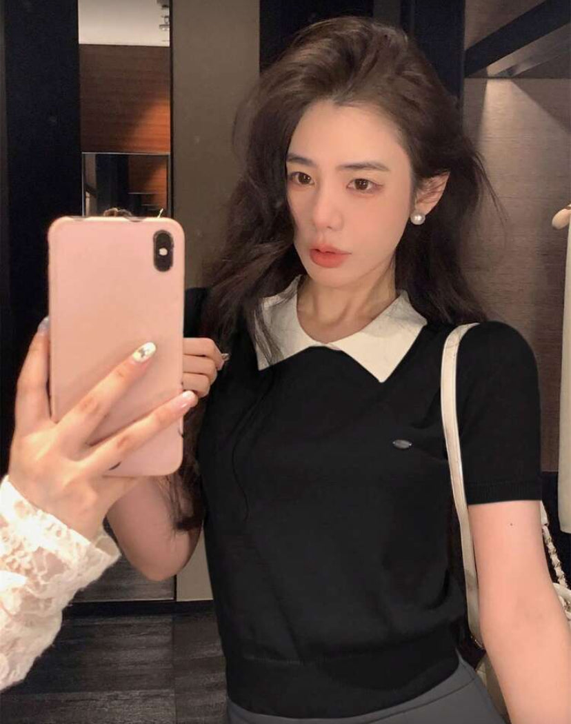 Blusa manga corta con cuello N25WN08