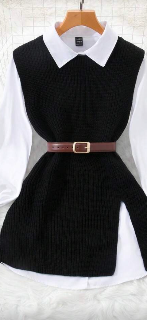 Chaleco de punto negro D25WX09