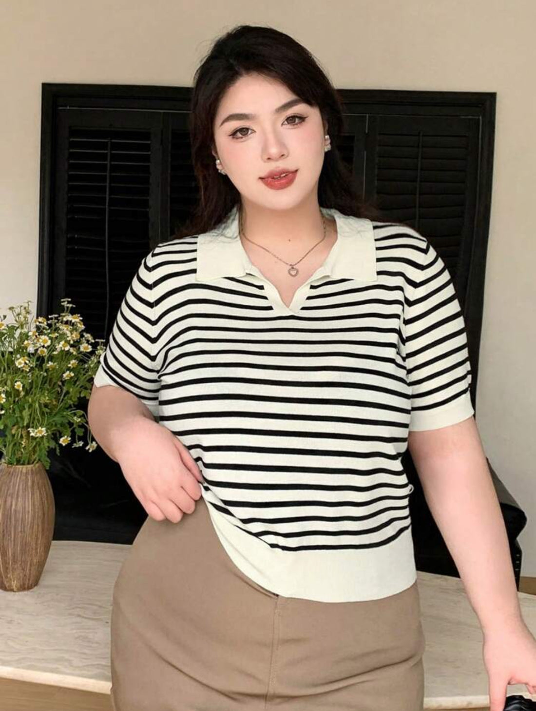 Camisa de punto de manga corta A25PU08