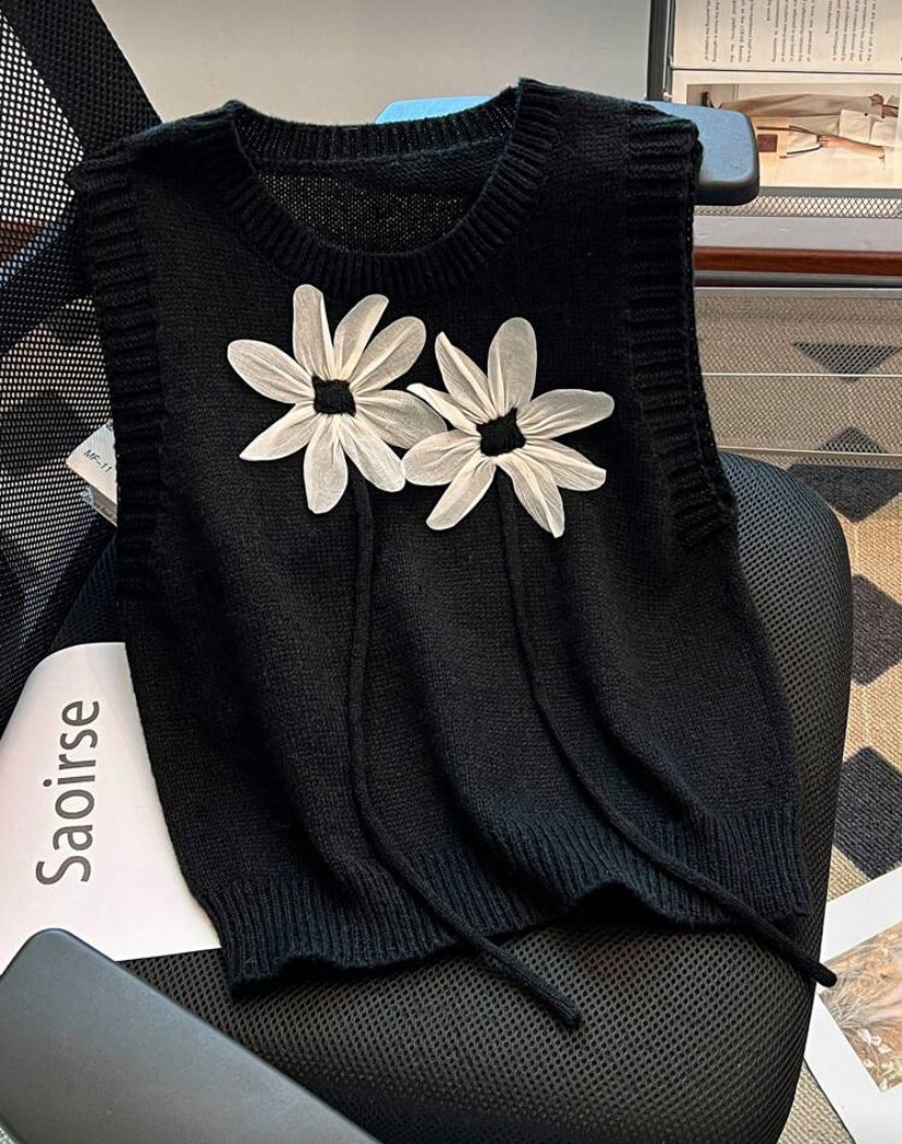 Chaleco sin mangas con flores 3D N25WM010