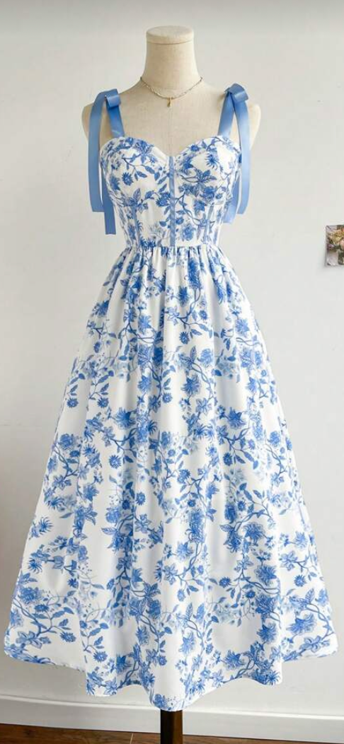Vestido azul con patrón E26XH01 💗