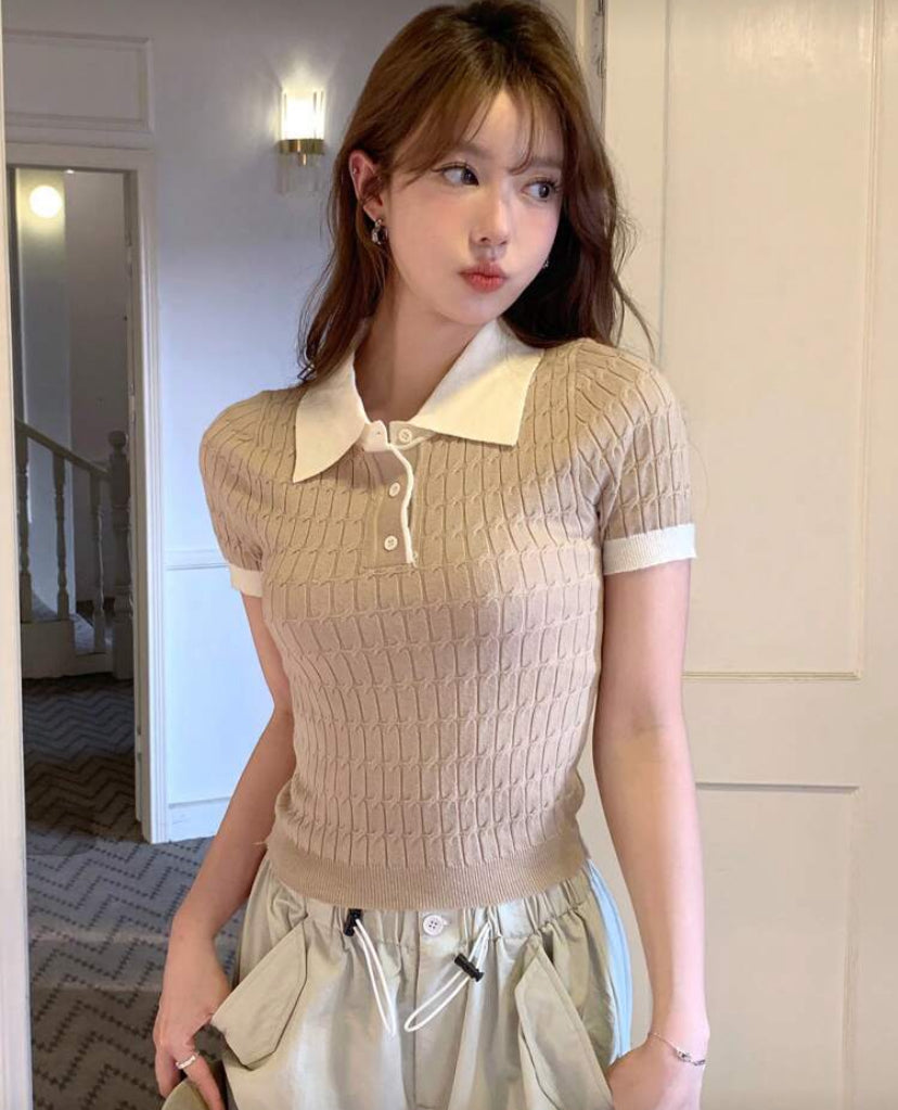 Top tejido con cuello polo N25WÑ08