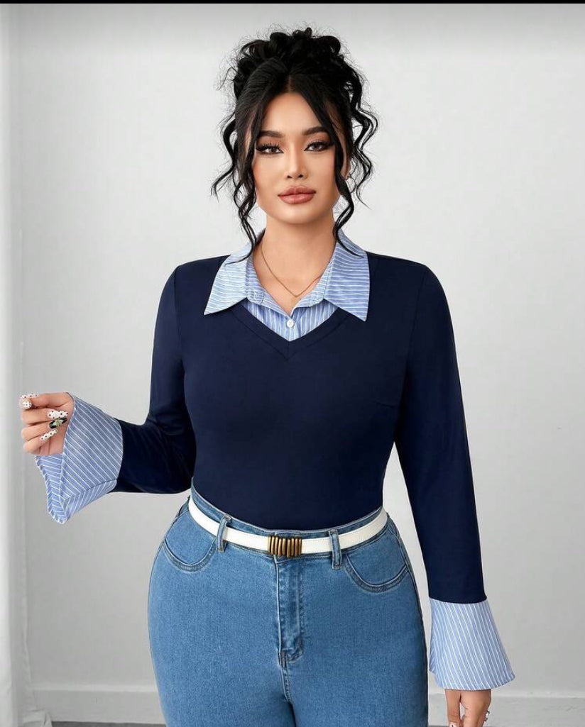 Blusa de talla grande elegante E26XS02