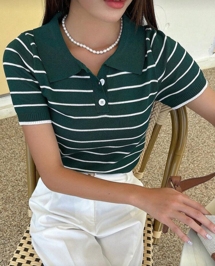 Top de punto con patrón de rayas N25WÑ03