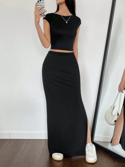 Conjunto Top y falda larga Estilo sombra M25ÑW04