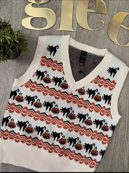 Chaleco de punto informal de cuello en V J25RB06