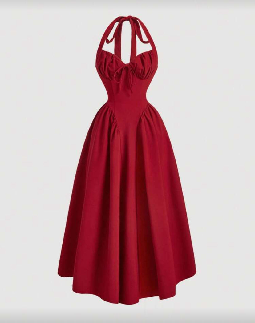 Vestido fruncido y lazo E26XP03