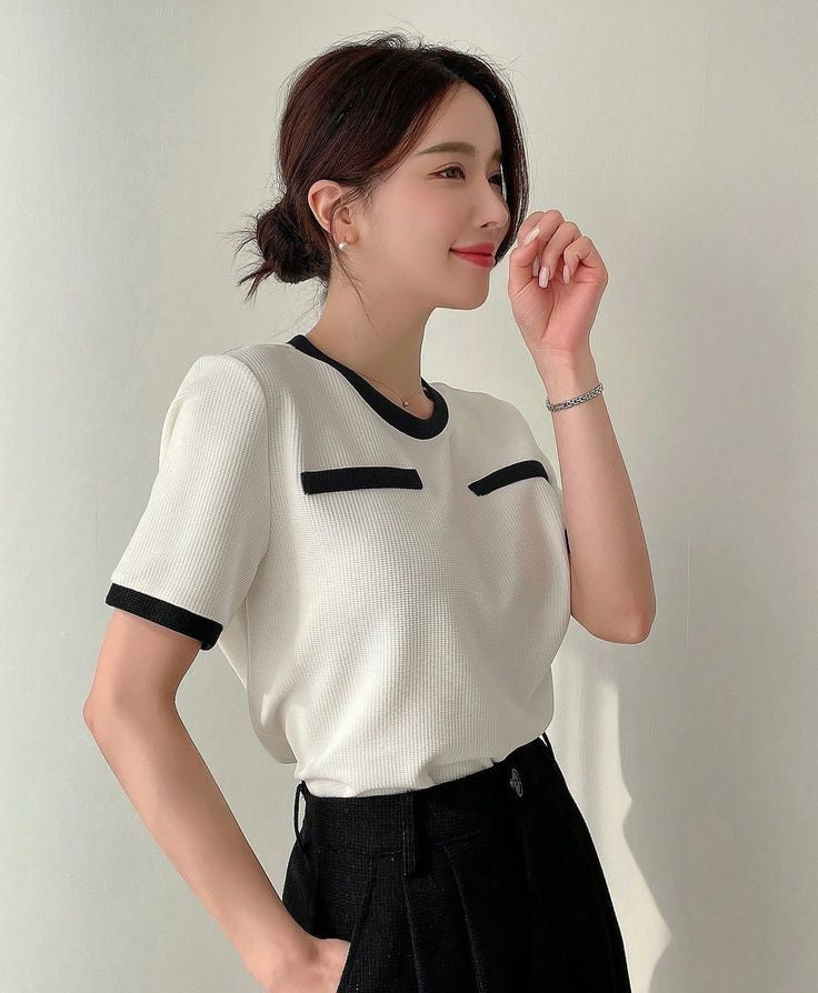 Camiseta Cuello Redondo con Bloqueo de color A25PX05