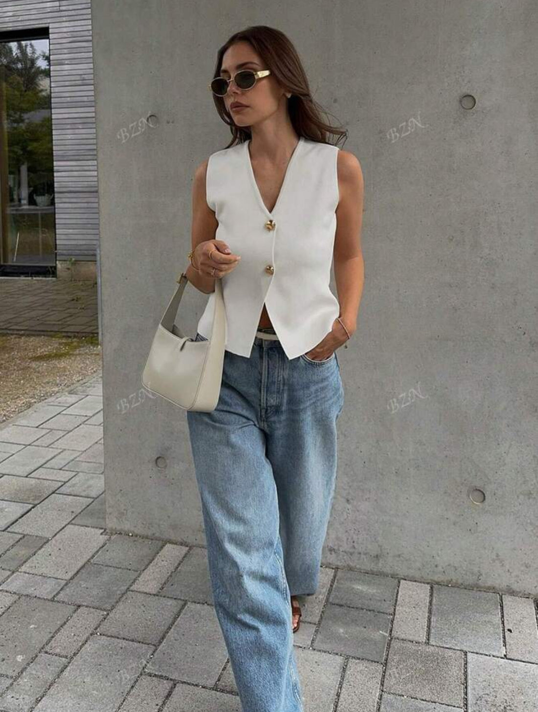 Coco elegante chaleco cuello V sin mangas M25PB06