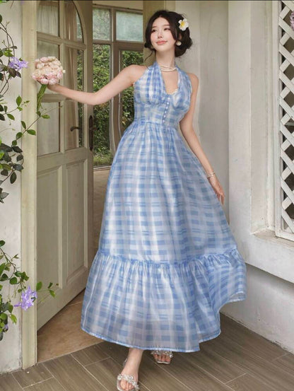 VESTIDO DE GASA A CUADROS JL26AB03