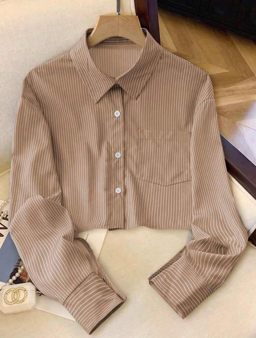 Vibrante encanto camisa de manga larga de rayas M25PB03