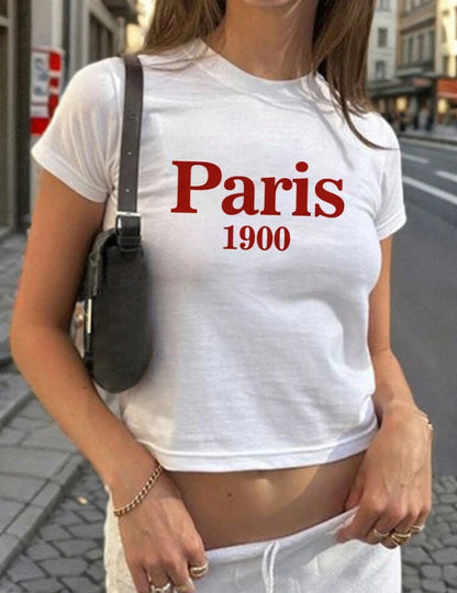 Camiseta con estampado de logotipo de París E25MÑ01