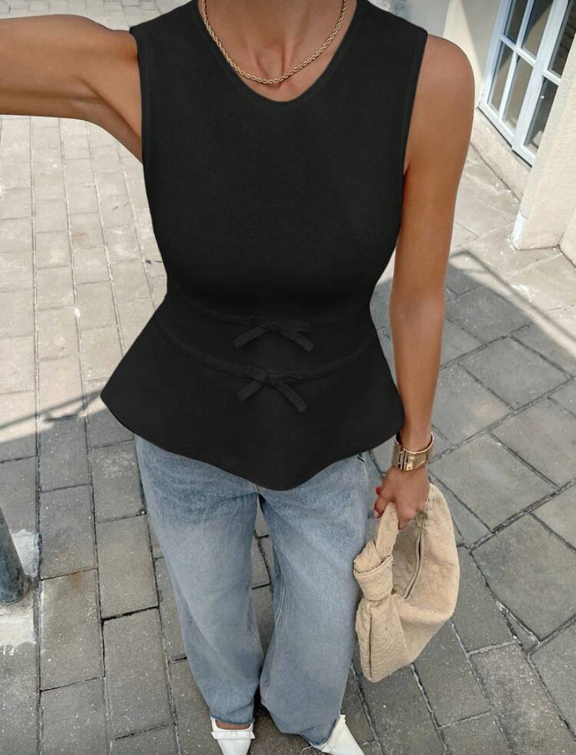 Blusa lineal con lazo E26XN08