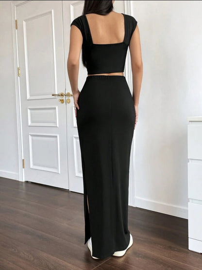 Conjunto Top y falda larga Estilo sombra M25ÑW04