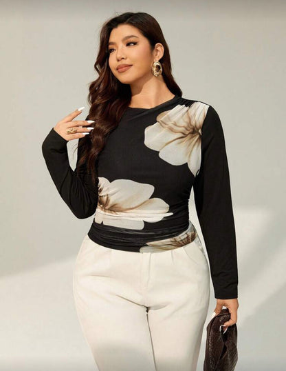 Blusa de manga larga con estampado floral E26XU09