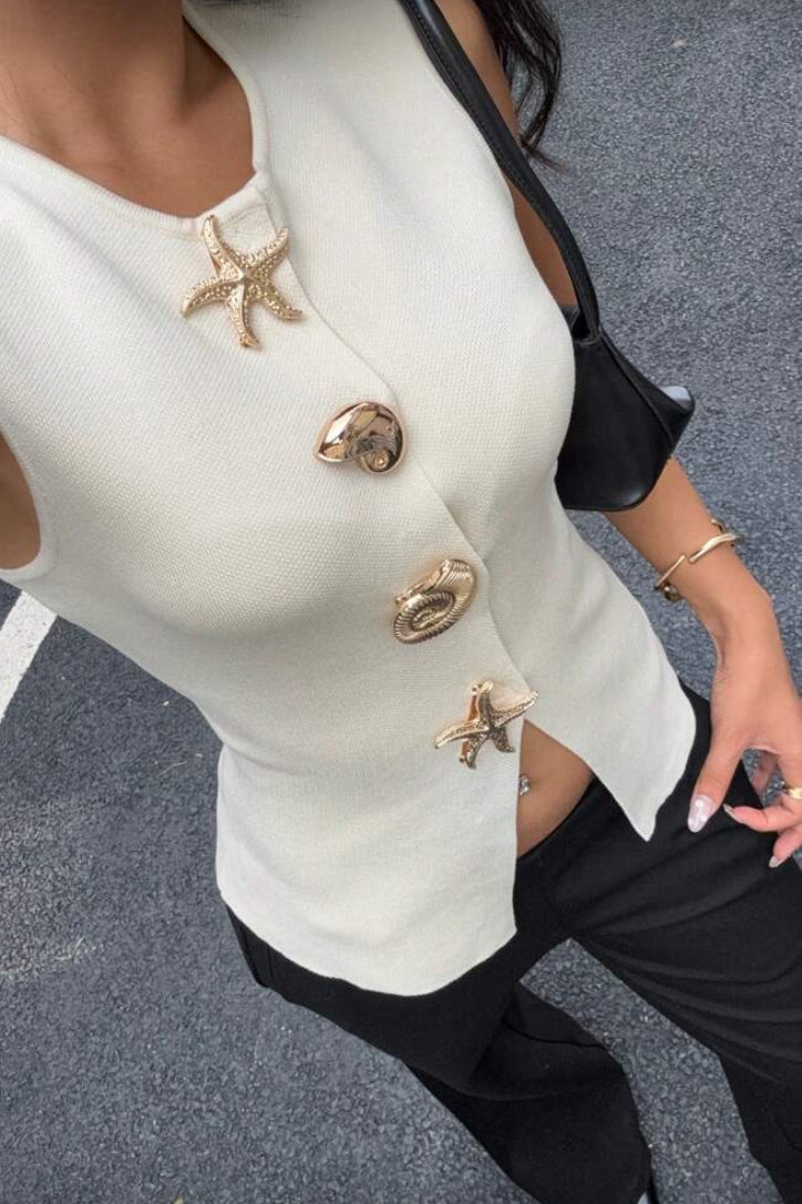 Chaleco de punto con decoración O25WH03