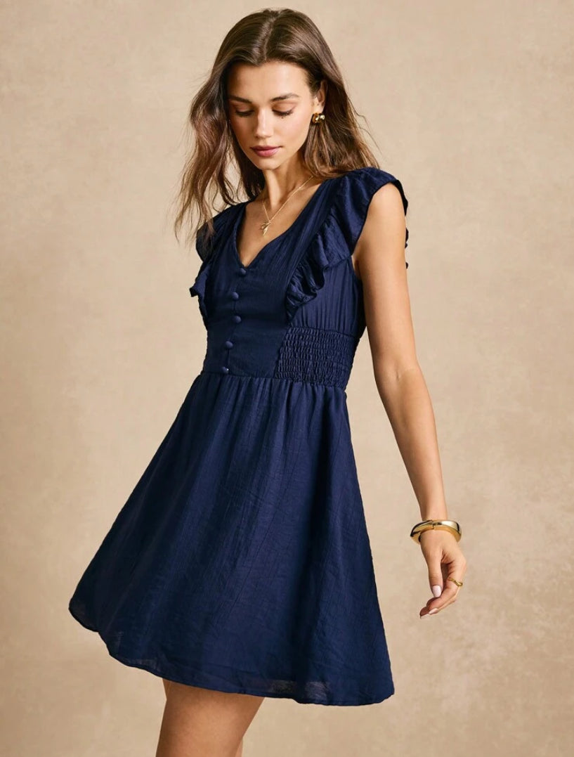 Vestido lineal unicolor con botones delanteros A25PR010