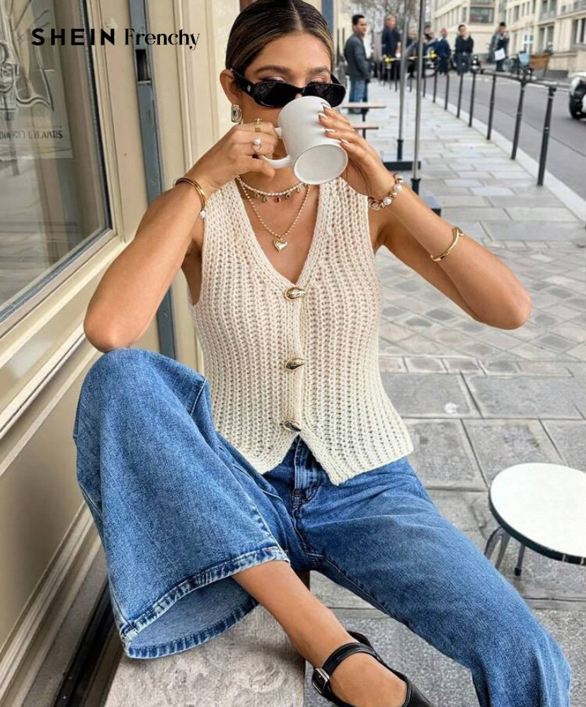 Blusa sin mangas de punto E26XL08