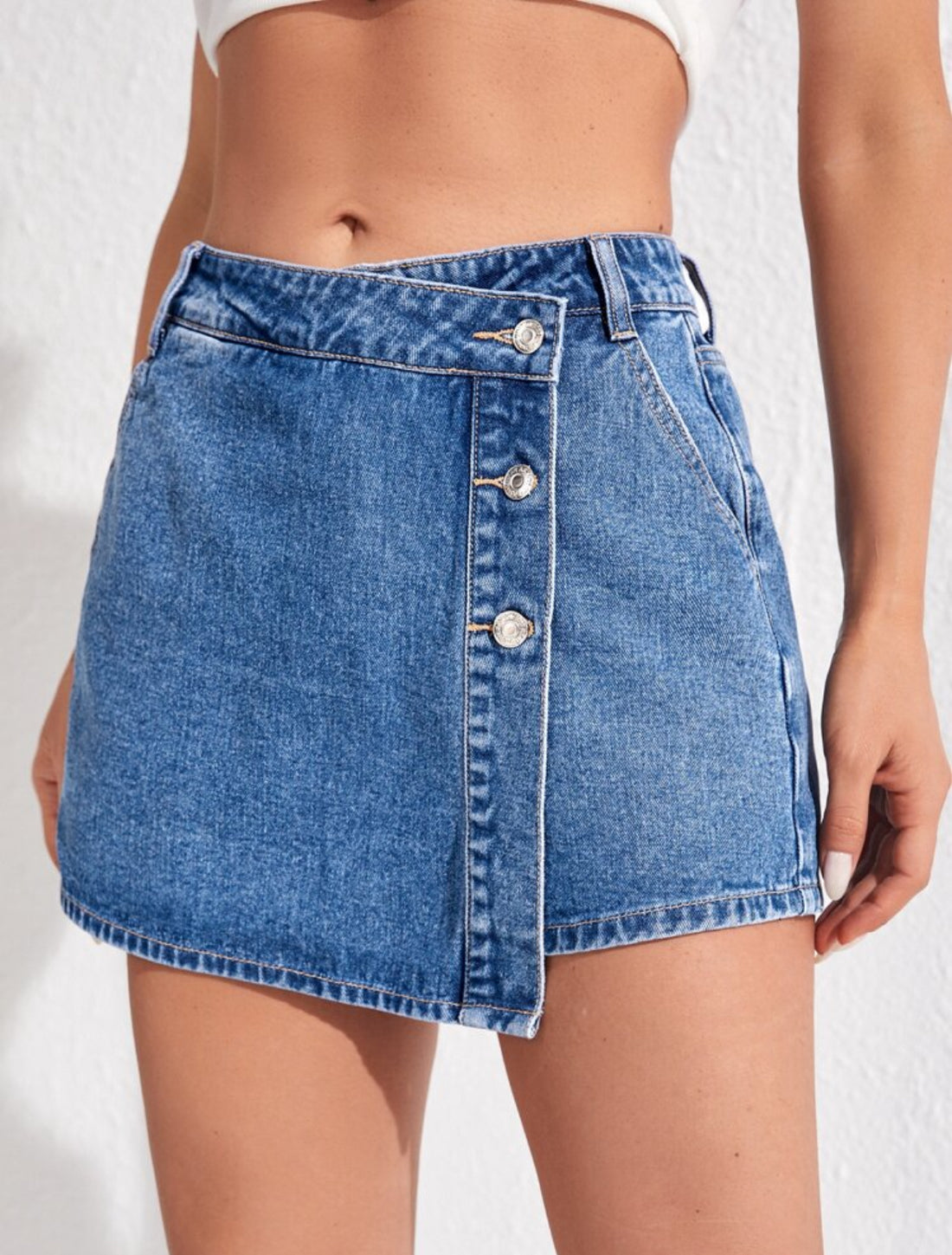 Giro de estilo Skort mezclilla de talle alto M25ÑT02