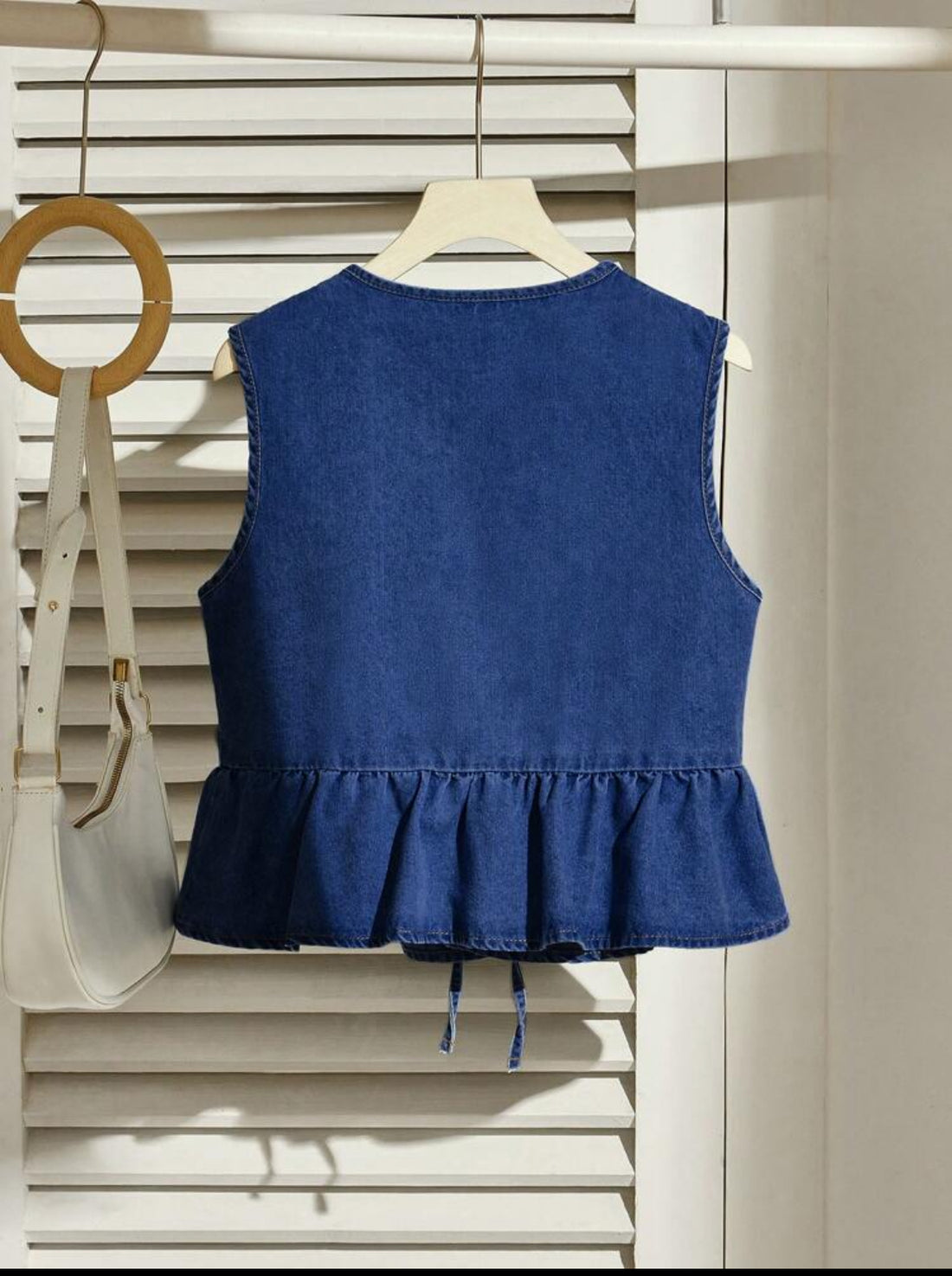 Chaleco de mezclilla casual con lazo anudado A25PL01