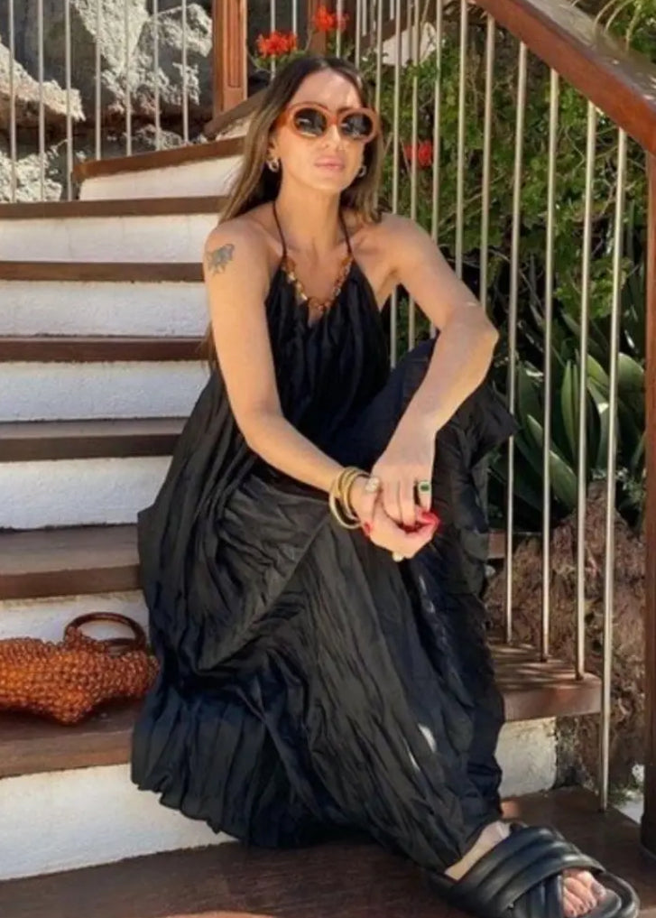 Vestido Satinado con Cinturon de Cadena J25QW01