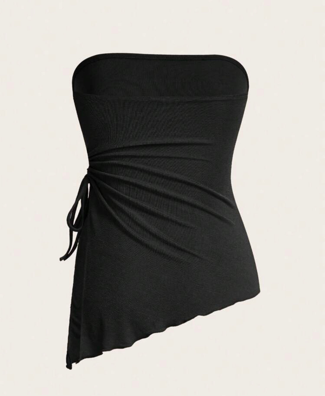 Blusa negra tubo con recogido en la cintura A25QB010