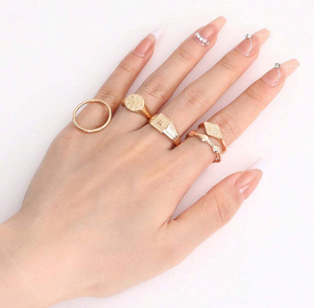 Simetría Perfecta 5 Piezas Anillos con Textura Z.F25NP08