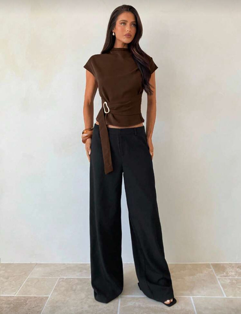 Blusa elegante de cuello alto D25WZ04