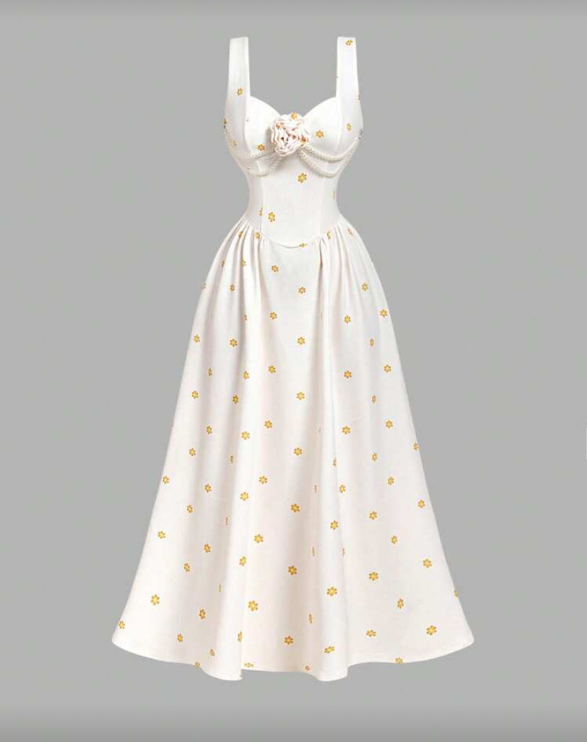 Vestido largo con flores E26XH03