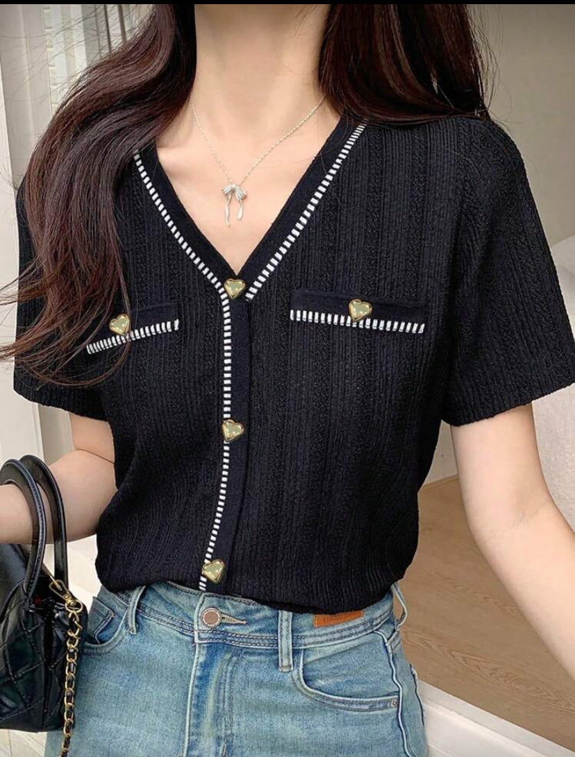 Blusa de punto de manga corta N25WP04