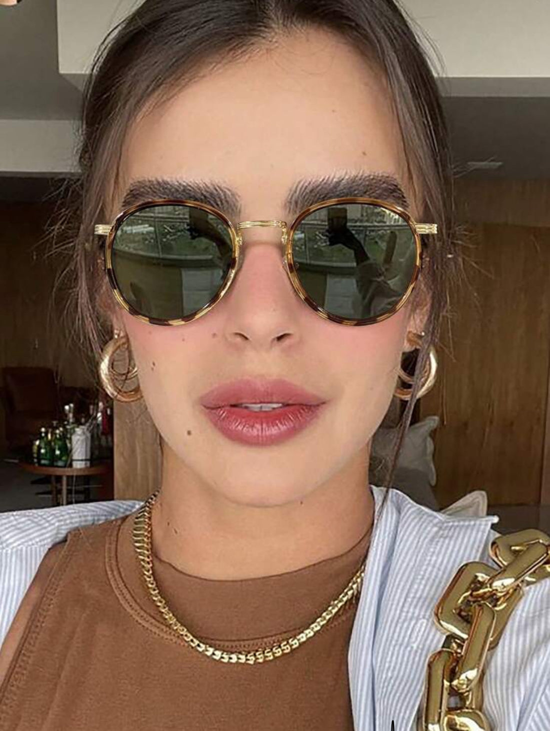 Gafas con montura redonda animal print AG25TW08