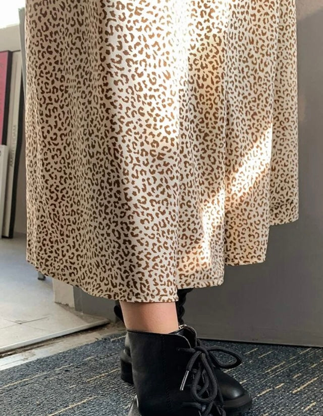 Falda Larga con Estampado de Leopardo E25MR02