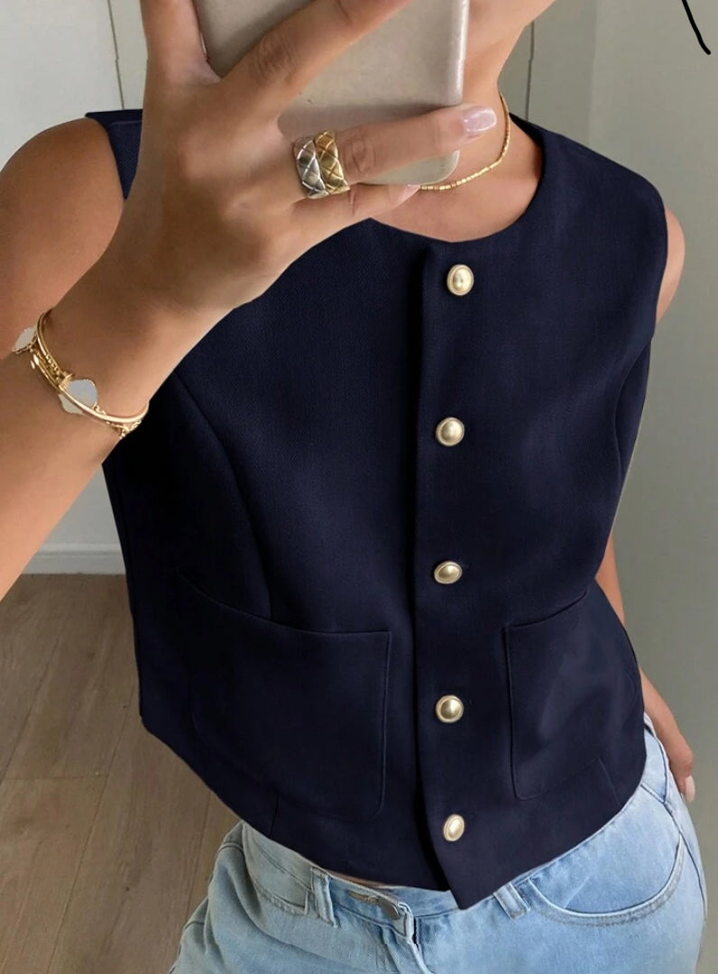 Chaqueta ajustada sin mangas casual A25PN07