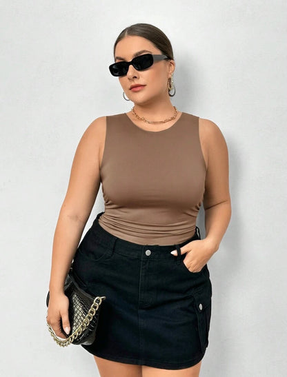 Body con cuello redondo y pliegues A25PV03