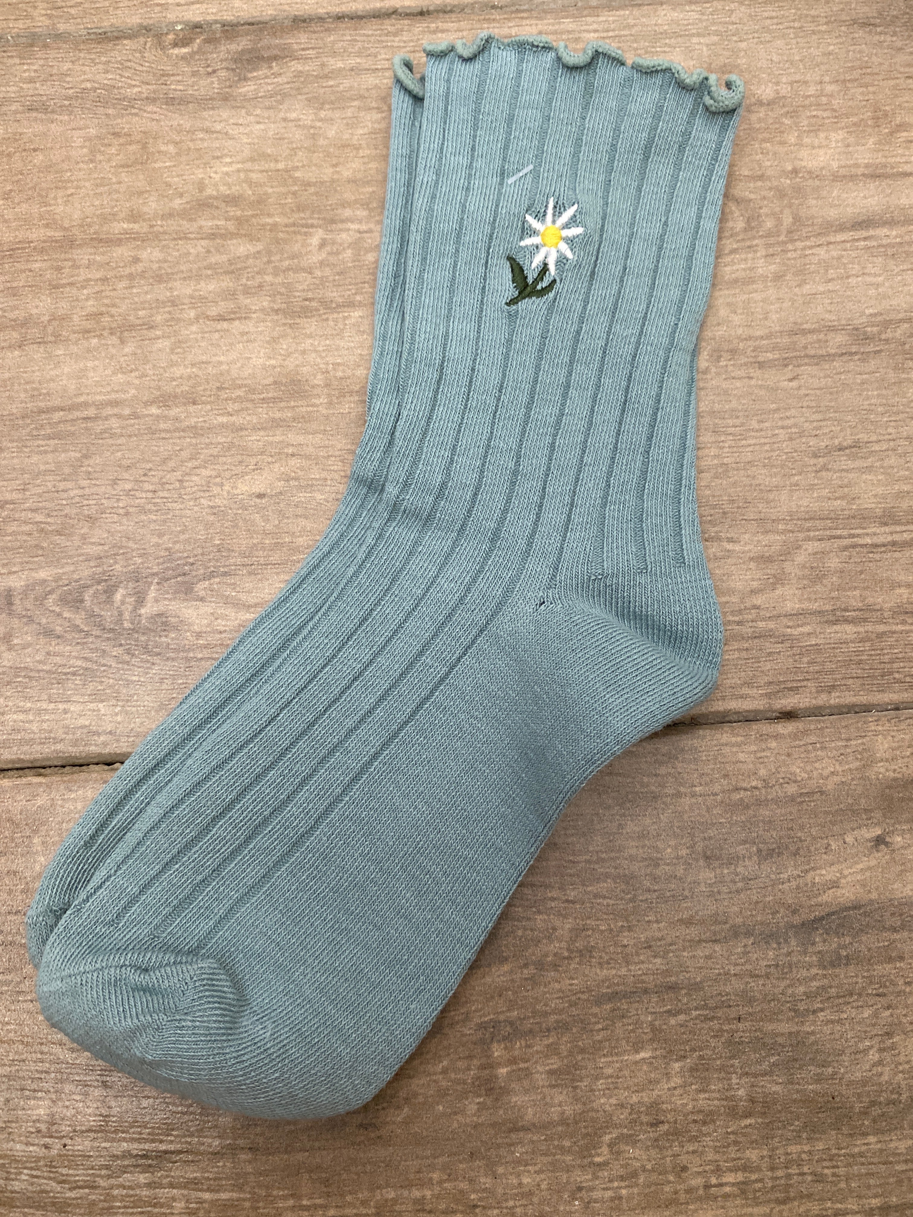 Calcetines con Bordado de Flor A25EF09