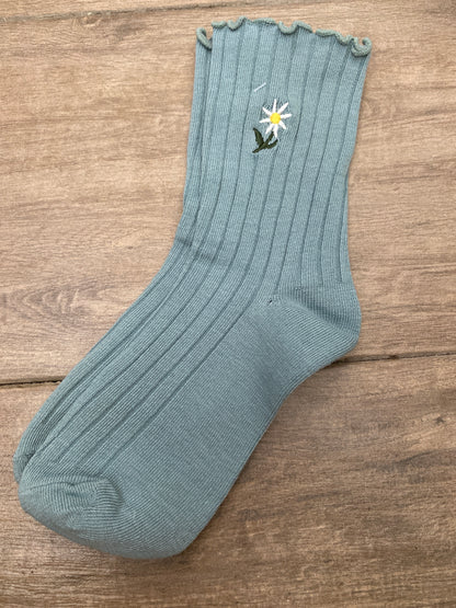 Calcetines con Bordado de Flor A25EF09
