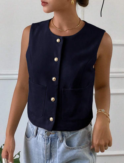 Chaqueta ajustada sin mangas casual A25PN07