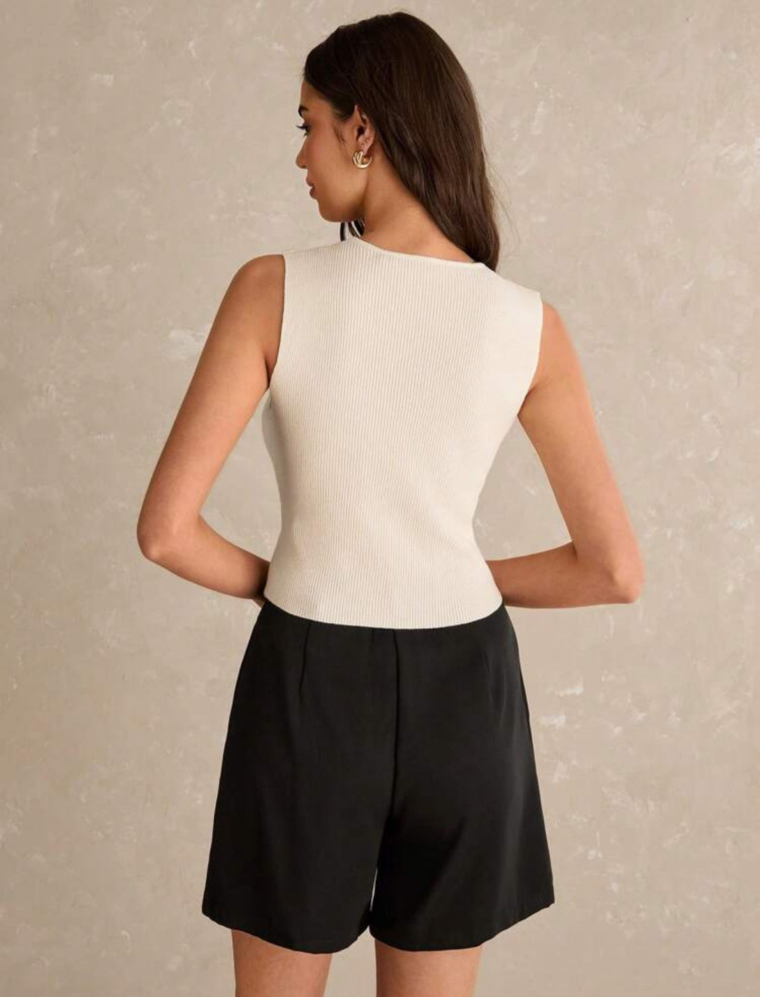 Cardigan sin manga con decoración flor 3D de metal A25PW08