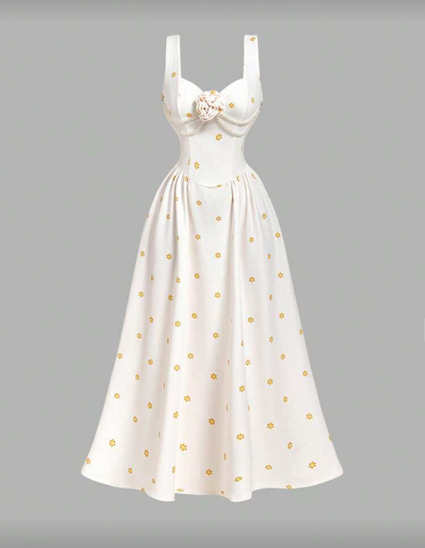 Vestido largo con flores E26XH03