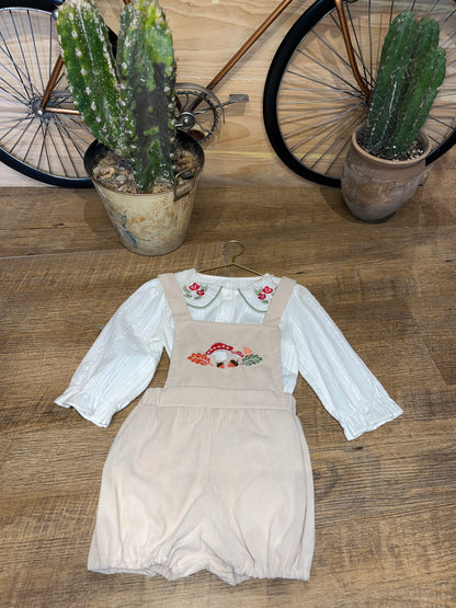 Camisa de cuello, con mono de tiras bordado AI04