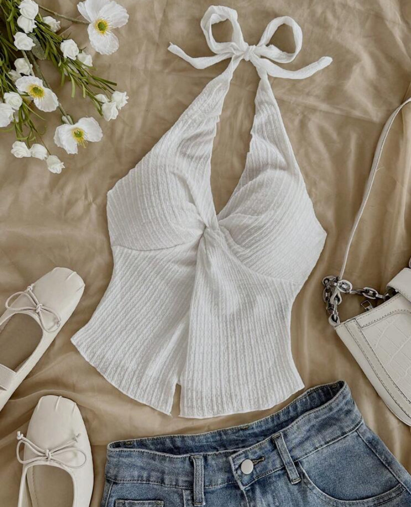 Top Halter con Espalda descubierta abertura y lazo A25PÑ05