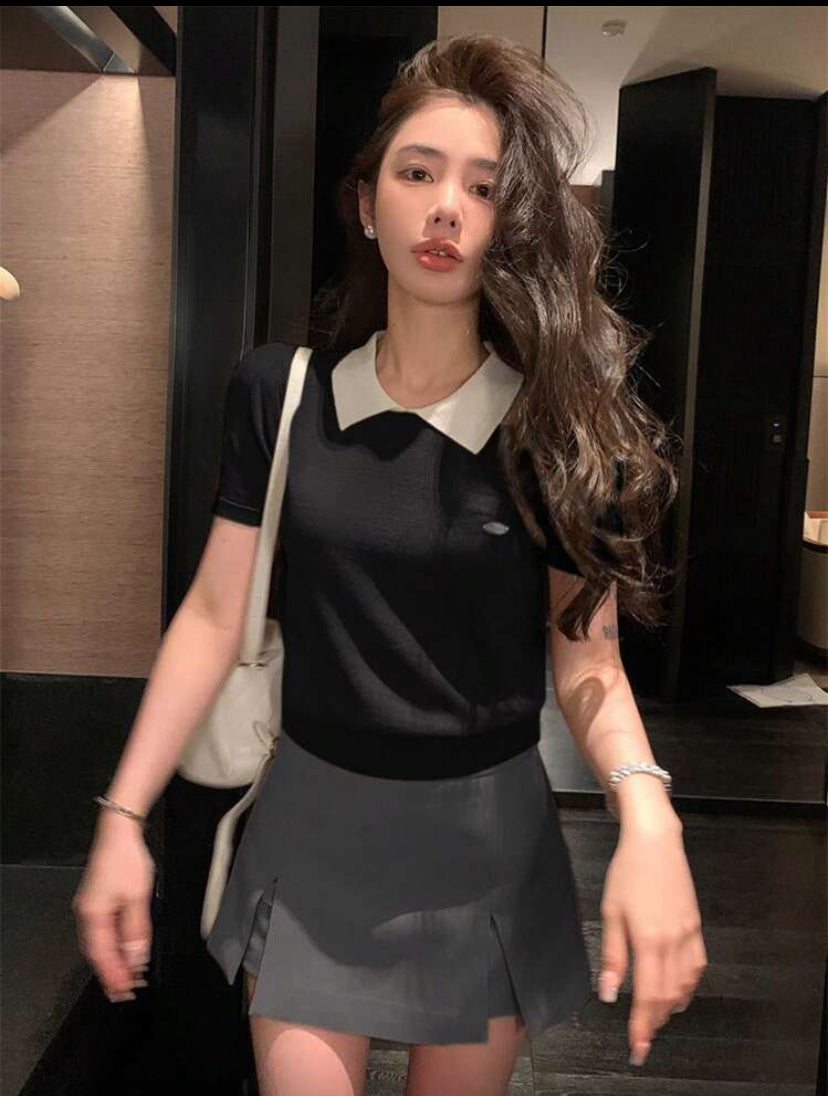 Blusa manga corta con cuello N25WN08